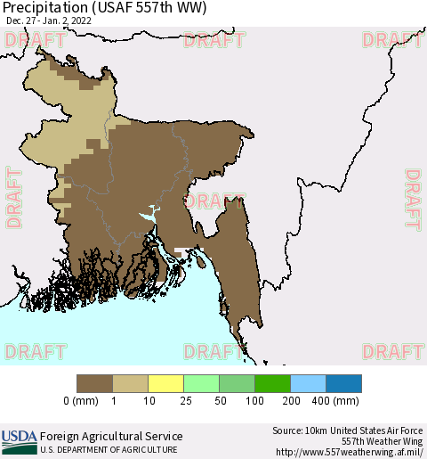 Bangladesh Precipitation (USAF 557th WW) Thematic Map For 12/27/2021 - 1/2/2022