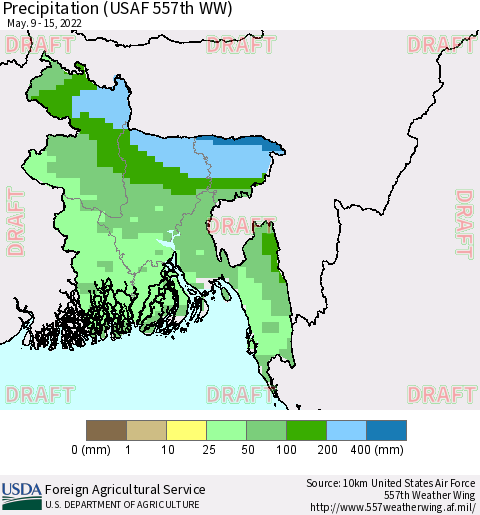 Bangladesh Precipitation (USAF 557th WW) Thematic Map For 5/9/2022 - 5/15/2022