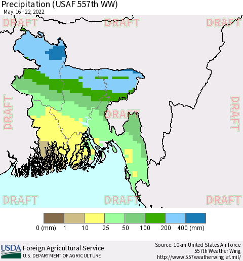 Bangladesh Precipitation (USAF 557th WW) Thematic Map For 5/16/2022 - 5/22/2022