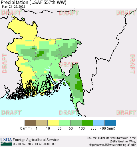 Bangladesh Precipitation (USAF 557th WW) Thematic Map For 5/23/2022 - 5/29/2022