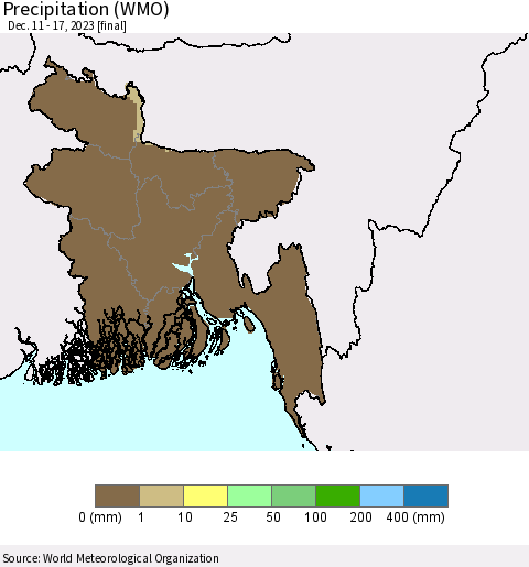 Bangladesh Precipitation (WMO) Thematic Map For 12/11/2023 - 12/17/2023