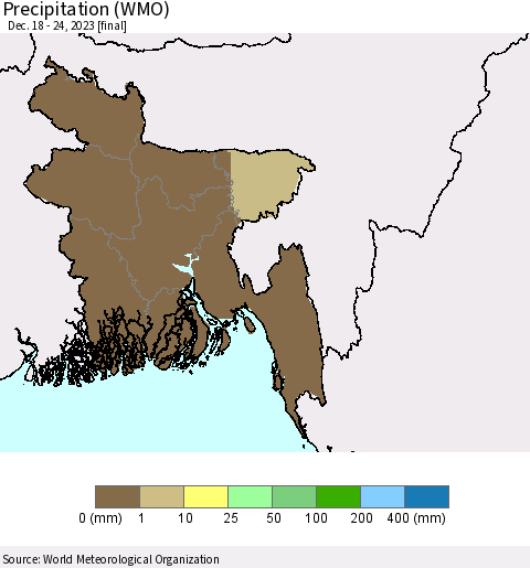 Bangladesh Precipitation (WMO) Thematic Map For 12/18/2023 - 12/24/2023