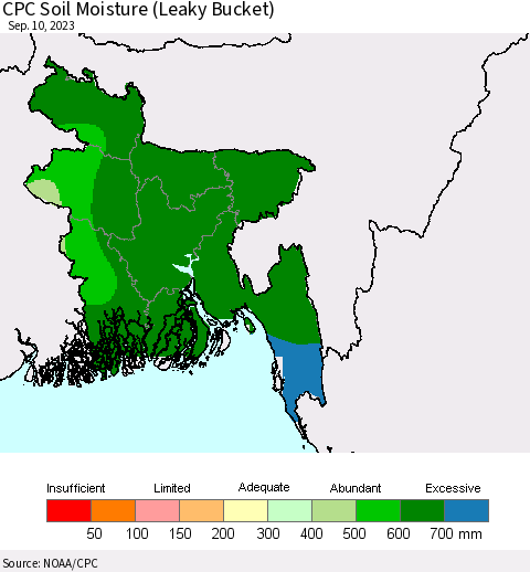 Bangladesh CPC Soil Moisture (Leaky Bucket) Thematic Map For 9/6/2023 - 9/10/2023