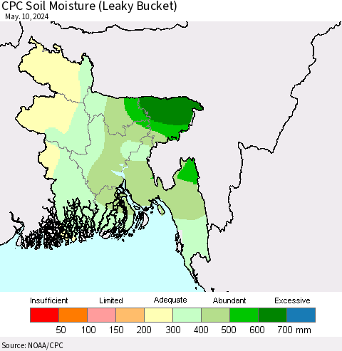 Bangladesh CPC Soil Moisture (Leaky Bucket) Thematic Map For 5/6/2024 - 5/10/2024