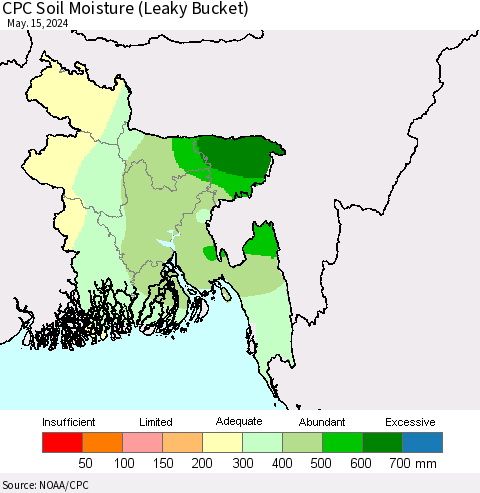 Bangladesh CPC Soil Moisture (Leaky Bucket) Thematic Map For 5/11/2024 - 5/15/2024