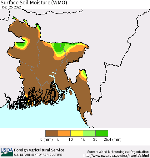 Bangladesh Surface Soil Moisture (WMO) Thematic Map For 12/19/2022 - 12/25/2022