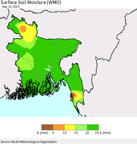 Bangladesh Surface Soil Moisture (WMO) Thematic Map For 9/4/2023 - 9/10/2023