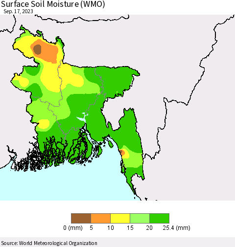 Bangladesh Surface Soil Moisture (WMO) Thematic Map For 9/11/2023 - 9/17/2023