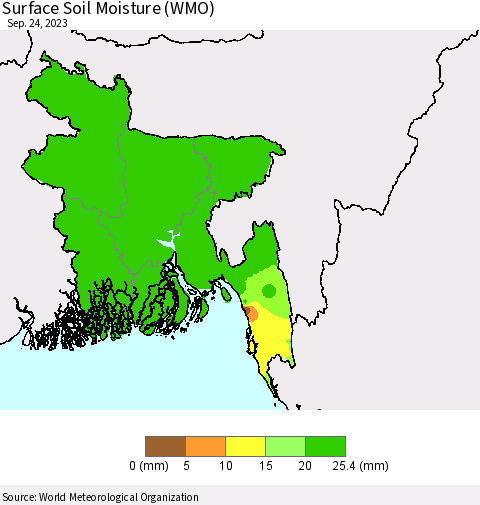 Bangladesh Surface Soil Moisture (WMO) Thematic Map For 9/18/2023 - 9/24/2023