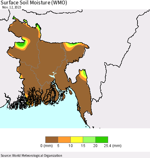 Bangladesh Surface Soil Moisture (WMO) Thematic Map For 11/6/2023 - 11/12/2023