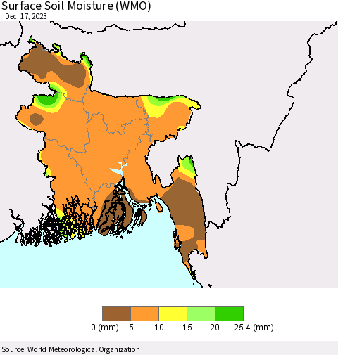 Bangladesh Surface Soil Moisture (WMO) Thematic Map For 12/11/2023 - 12/17/2023