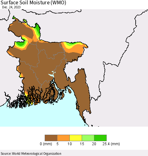Bangladesh Surface Soil Moisture (WMO) Thematic Map For 12/18/2023 - 12/24/2023