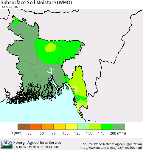 Bangladesh Subsurface Soil Moisture (WMO) Thematic Map For 9/19/2022 - 9/25/2022