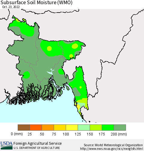 Bangladesh Subsurface Soil Moisture (WMO) Thematic Map For 10/17/2022 - 10/23/2022