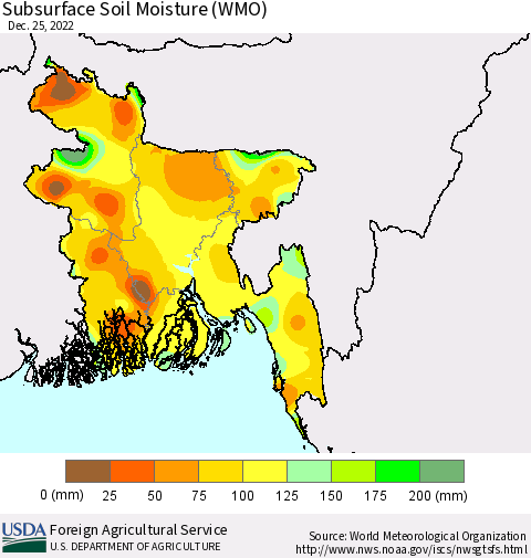 Bangladesh Subsurface Soil Moisture (WMO) Thematic Map For 12/19/2022 - 12/25/2022
