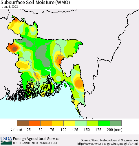 Bangladesh Subsurface Soil Moisture (WMO) Thematic Map For 5/29/2023 - 6/4/2023