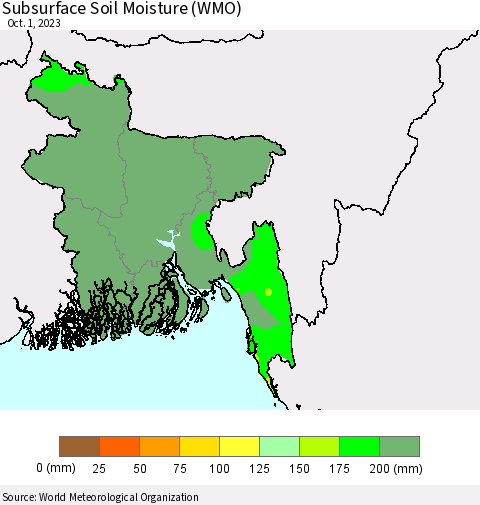 Bangladesh Subsurface Soil Moisture (WMO) Thematic Map For 9/25/2023 - 10/1/2023
