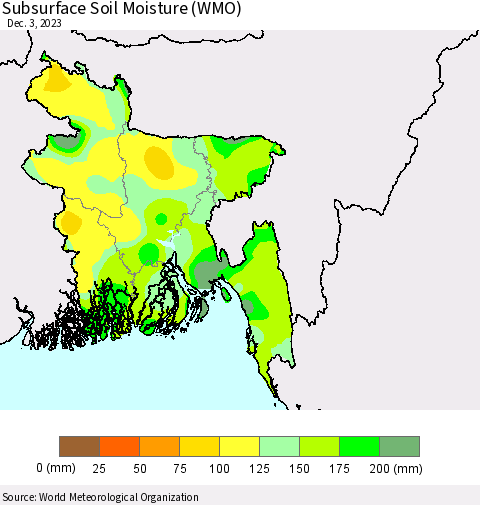 Bangladesh Subsurface Soil Moisture (WMO) Thematic Map For 11/27/2023 - 12/3/2023