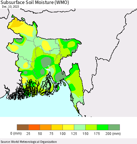 Bangladesh Subsurface Soil Moisture (WMO) Thematic Map For 12/4/2023 - 12/10/2023