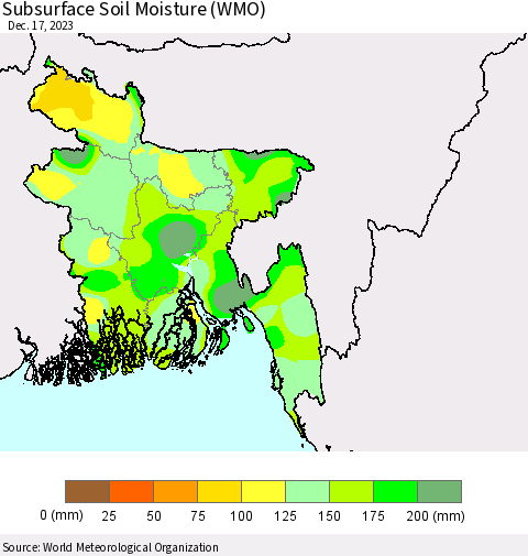 Bangladesh Subsurface Soil Moisture (WMO) Thematic Map For 12/11/2023 - 12/17/2023