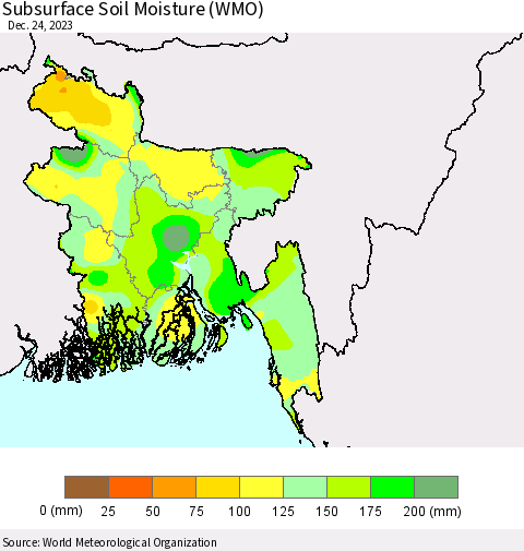 Bangladesh Subsurface Soil Moisture (WMO) Thematic Map For 12/18/2023 - 12/24/2023