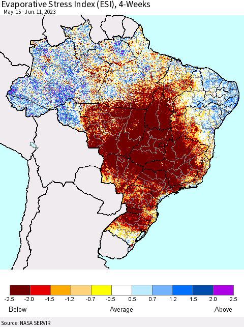 Brazil Evaporative Stress Index (ESI), 4-Weeks Thematic Map For 6/5/2023 - 6/11/2023