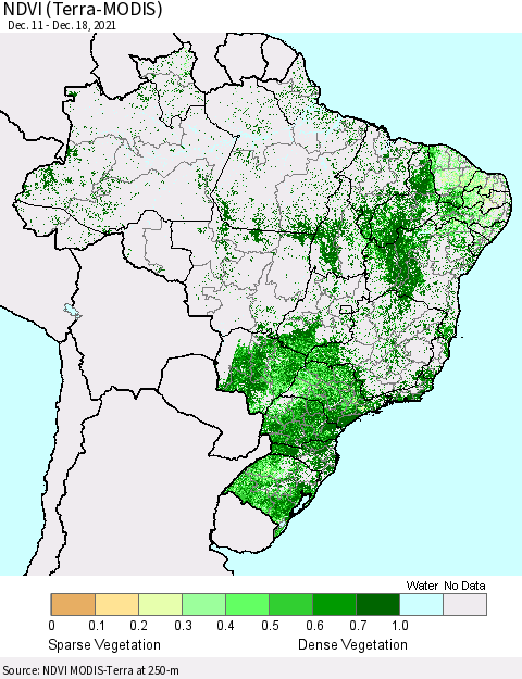 Brazil NDVI (Terra-MODIS) Thematic Map For 12/11/2021 - 12/18/2021