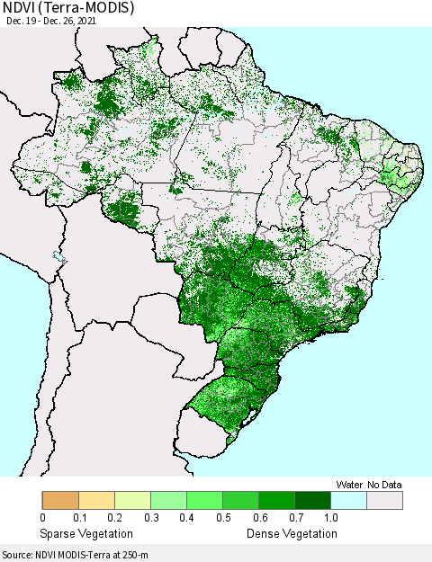 Brazil NDVI (Terra-MODIS) Thematic Map For 12/19/2021 - 12/26/2021
