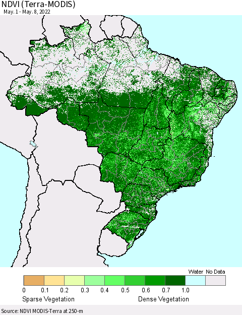 Brazil NDVI (Terra-MODIS) Thematic Map For 5/1/2022 - 5/8/2022