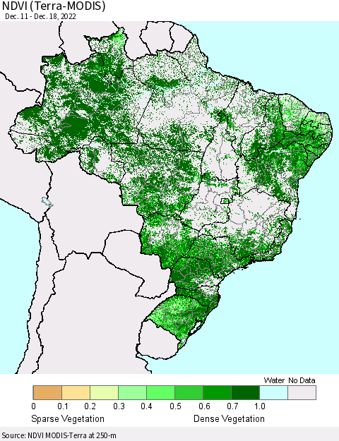 Brazil NDVI (Terra-MODIS) Thematic Map For 12/11/2022 - 12/18/2022
