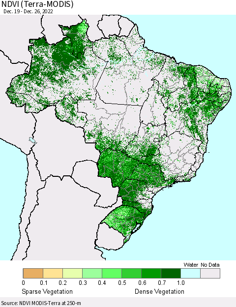 Brazil NDVI (Terra-MODIS) Thematic Map For 12/19/2022 - 12/26/2022