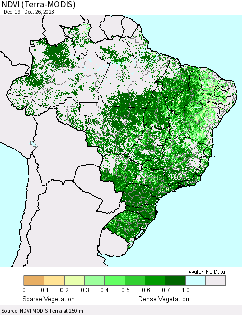 Brazil NDVI (Terra-MODIS) Thematic Map For 12/19/2023 - 12/26/2023
