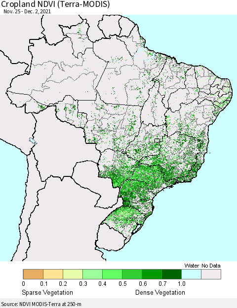 Brazil Cropland NDVI (Terra-MODIS) Thematic Map For 11/25/2021 - 12/2/2021