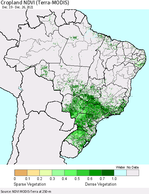 Brazil Cropland NDVI (Terra-MODIS) Thematic Map For 12/19/2021 - 12/26/2021
