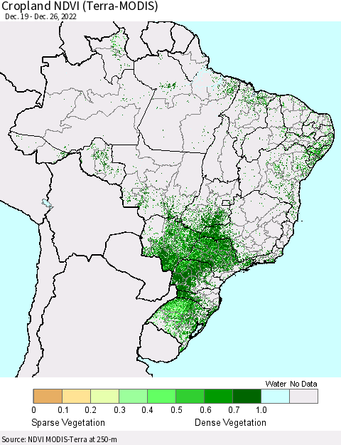 Brazil Cropland NDVI (Terra-MODIS) Thematic Map For 12/19/2022 - 12/26/2022