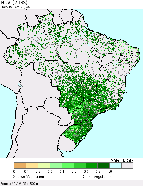 Brazil NDVI (VIIRS) Thematic Map For 12/19/2021 - 12/26/2021
