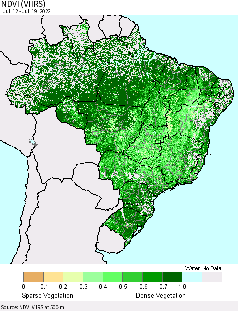 Brazil NDVI (VIIRS) Thematic Map For 7/12/2022 - 7/19/2022