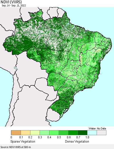 Brazil NDVI (VIIRS) Thematic Map For 9/14/2022 - 9/21/2022