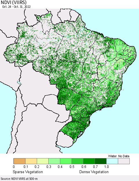 Brazil NDVI (VIIRS) Thematic Map For 10/24/2022 - 10/31/2022