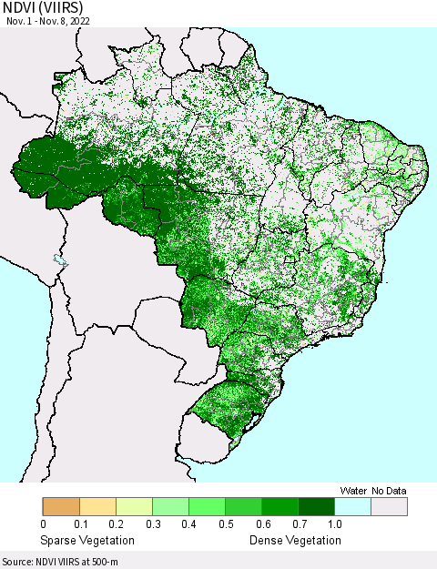 Brazil NDVI (VIIRS) Thematic Map For 11/1/2022 - 11/8/2022