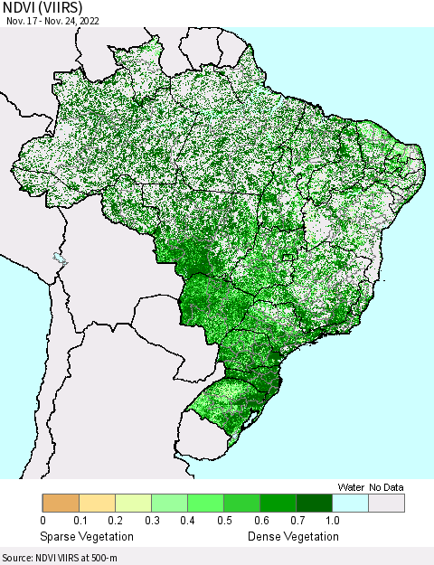 Brazil NDVI (VIIRS) Thematic Map For 11/17/2022 - 11/24/2022