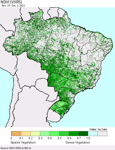 Brazil NDVI (VIIRS) Thematic Map For 11/25/2022 - 12/2/2022