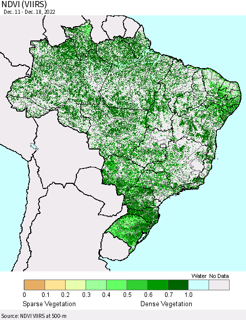 Brazil NDVI (VIIRS) Thematic Map For 12/11/2022 - 12/18/2022