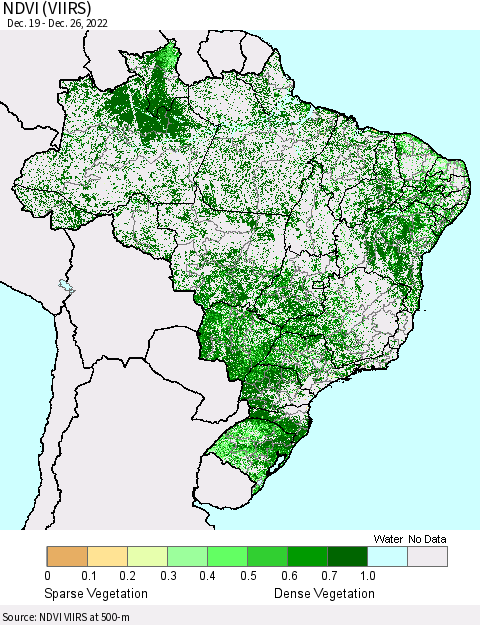 Brazil NDVI (VIIRS) Thematic Map For 12/19/2022 - 12/26/2022