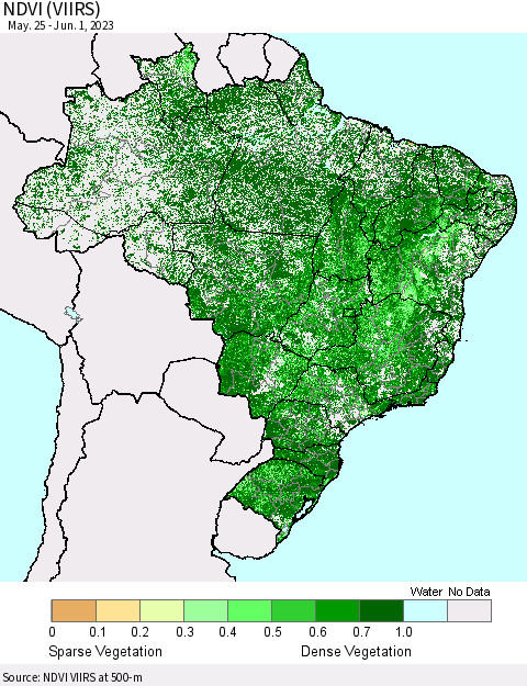 Brazil NDVI (VIIRS) Thematic Map For 5/25/2023 - 6/1/2023