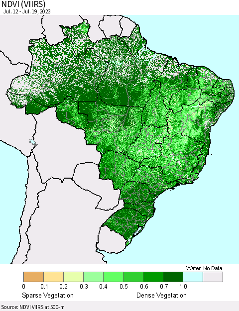 Brazil NDVI (VIIRS) Thematic Map For 7/12/2023 - 7/19/2023