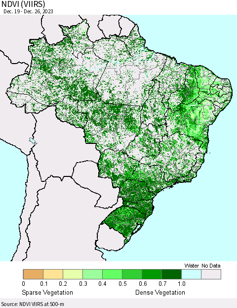 Brazil NDVI (VIIRS) Thematic Map For 12/19/2023 - 12/26/2023