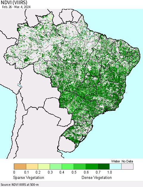 Brazil NDVI (VIIRS) Thematic Map For 2/26/2024 - 3/4/2024