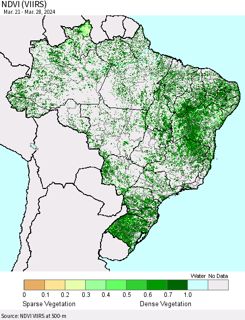 Brazil NDVI (VIIRS) Thematic Map For 3/21/2024 - 3/28/2024