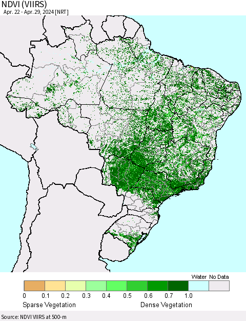 Brazil NDVI (VIIRS) Thematic Map For 4/22/2024 - 4/29/2024